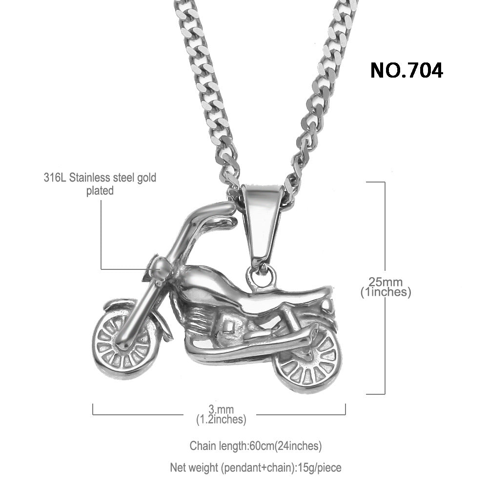 Men's motorcycle pendant stainless steel necklace