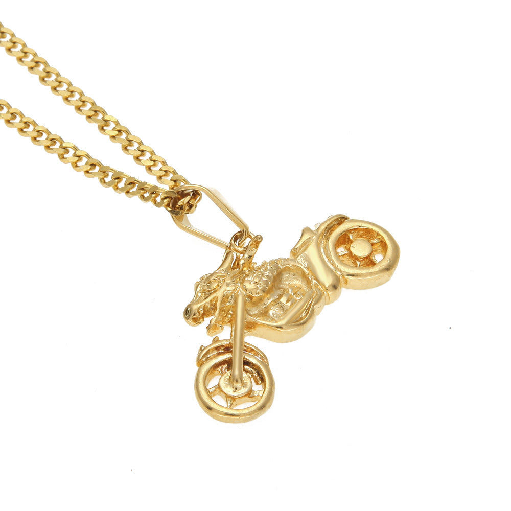 Men's motorcycle pendant stainless steel necklace