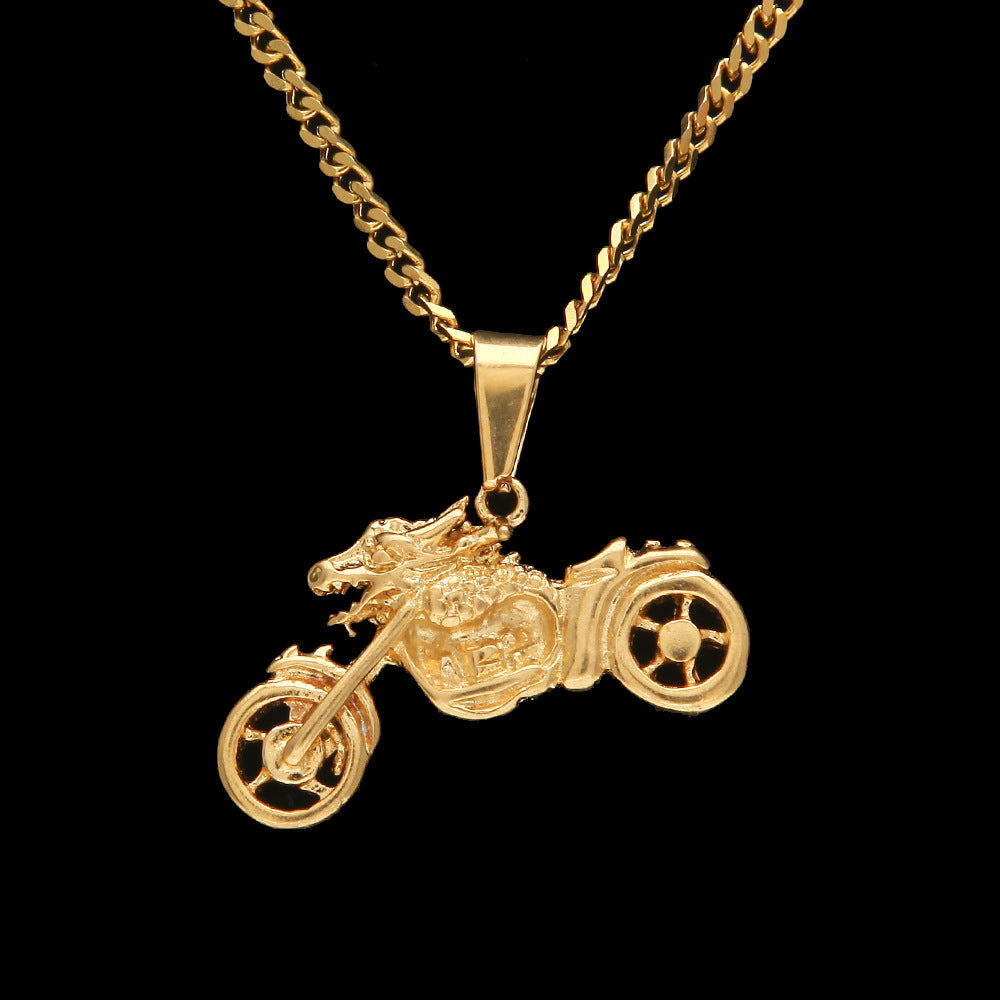 Men's motorcycle pendant stainless steel necklace