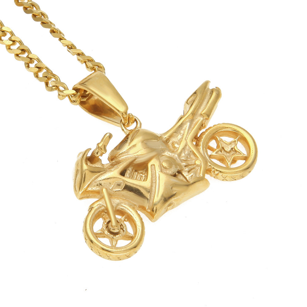 Men's motorcycle pendant stainless steel necklace