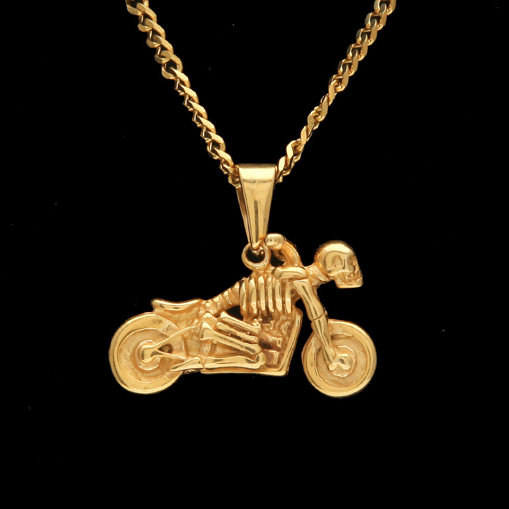 Men's motorcycle pendant stainless steel necklace