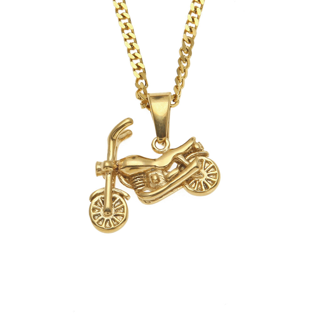 Men's motorcycle pendant stainless steel necklace
