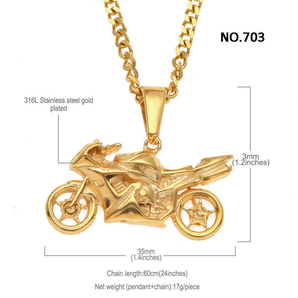 Men's motorcycle pendant stainless steel necklace