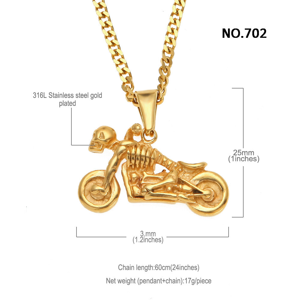 Men's motorcycle pendant stainless steel necklace