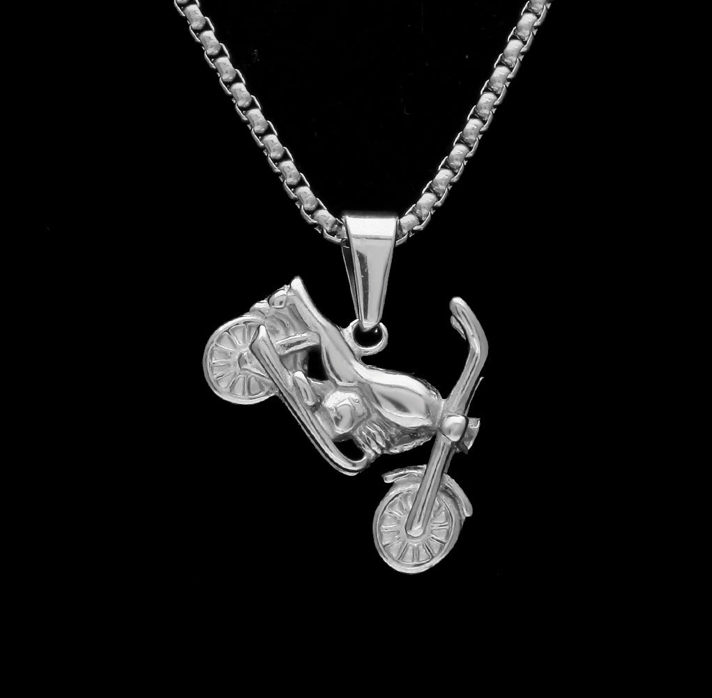Men's motorcycle pendant stainless steel necklace