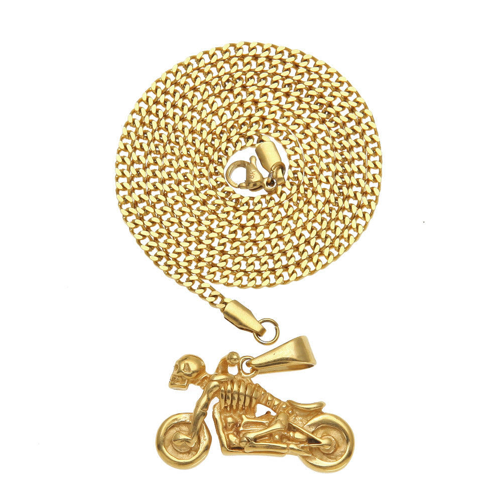 Men's motorcycle pendant stainless steel necklace