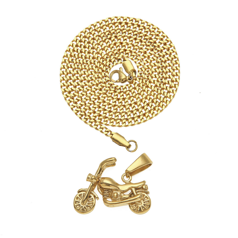 Men's motorcycle pendant stainless steel necklace