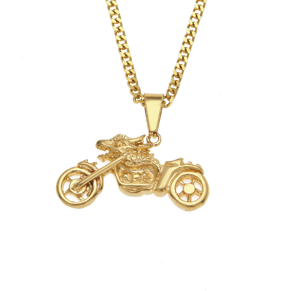 Men's motorcycle pendant stainless steel necklace