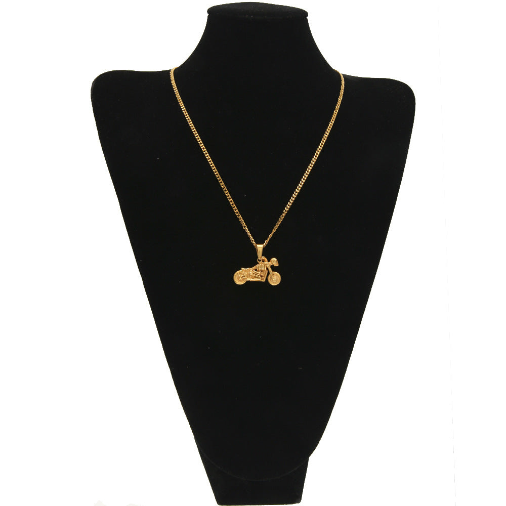 Men's motorcycle pendant stainless steel necklace