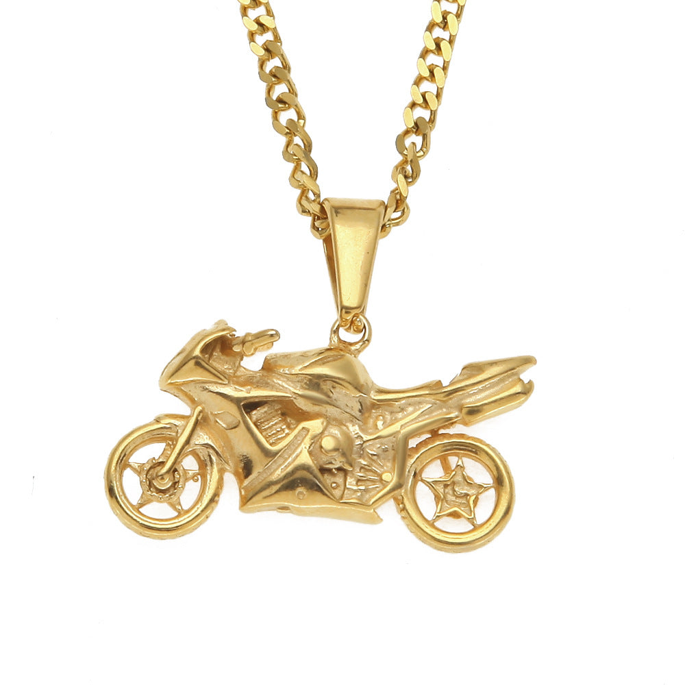 Men's motorcycle pendant stainless steel necklace