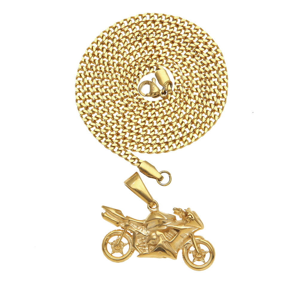 Men's motorcycle pendant stainless steel necklace