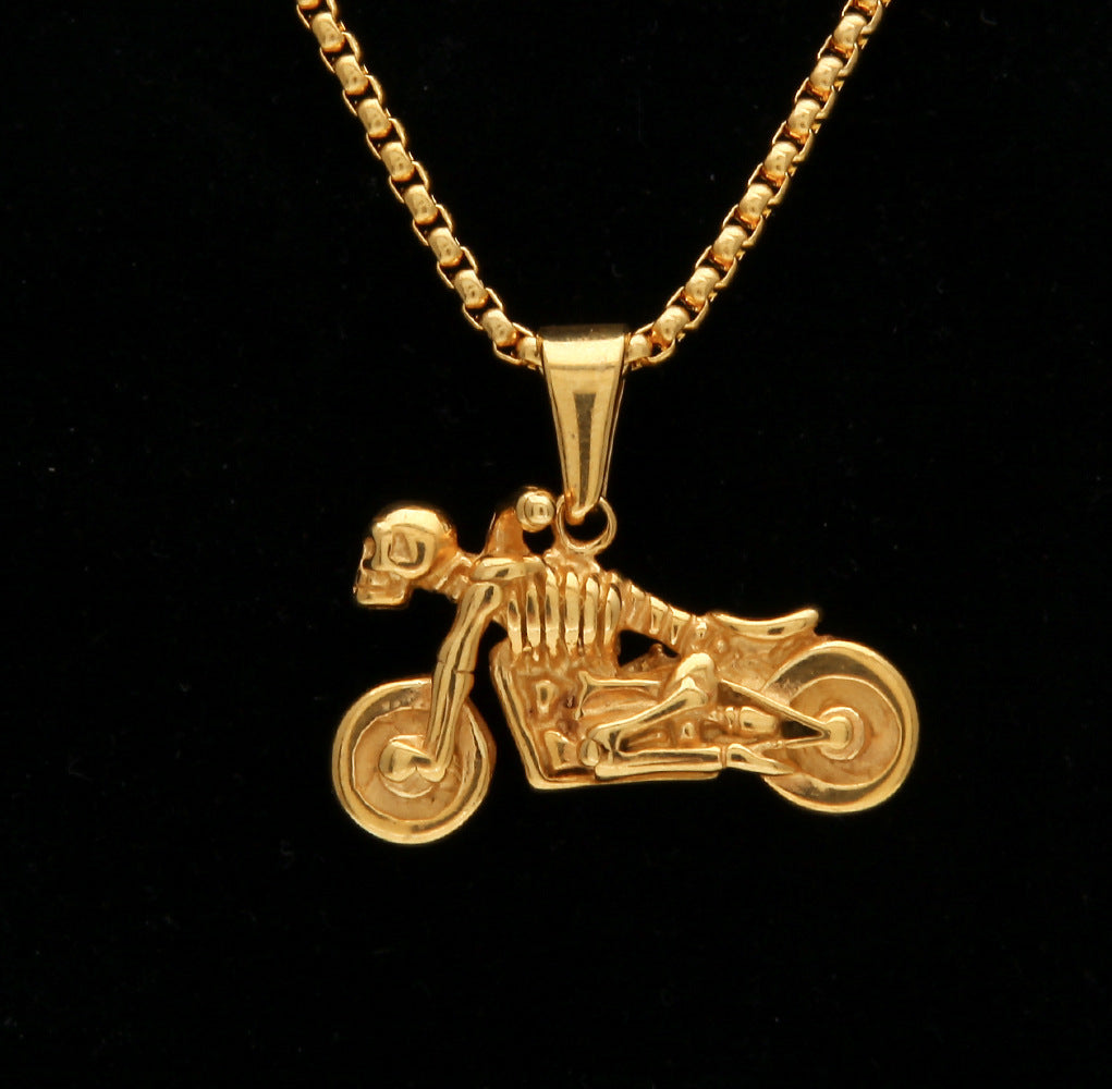 Men's motorcycle pendant stainless steel necklace
