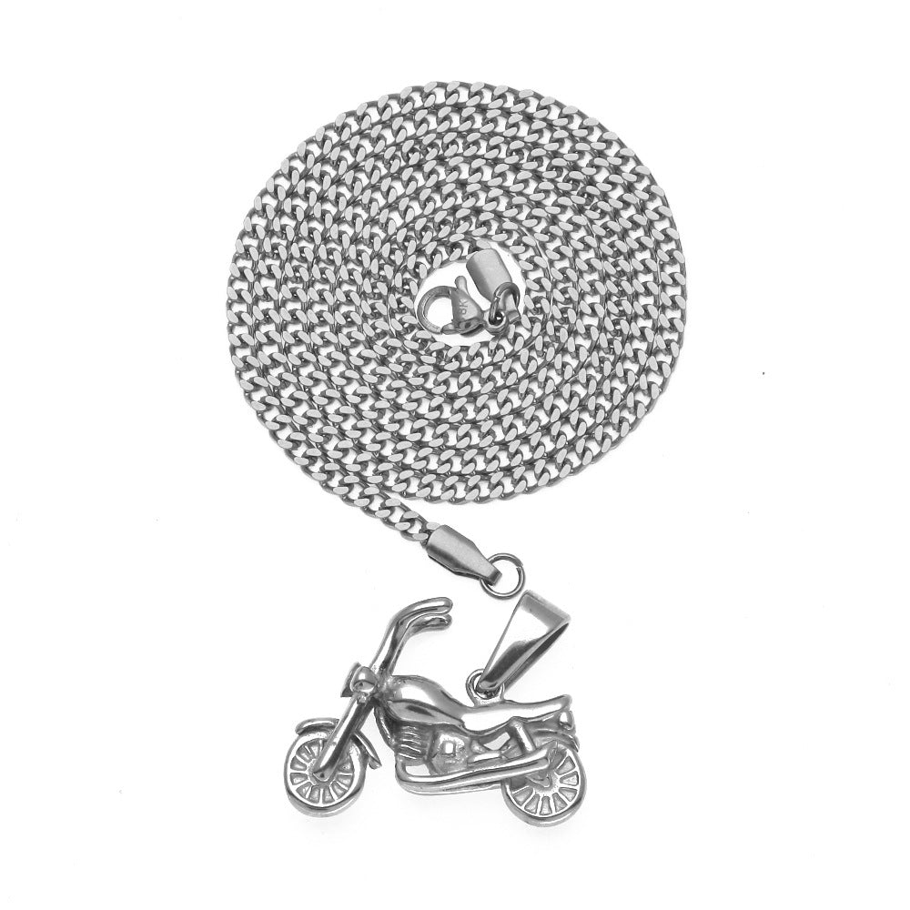 Men's motorcycle pendant stainless steel necklace