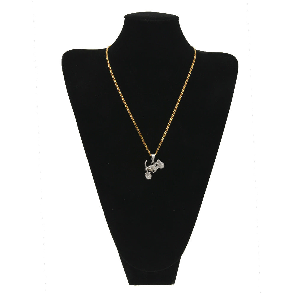 Men's motorcycle pendant stainless steel necklace