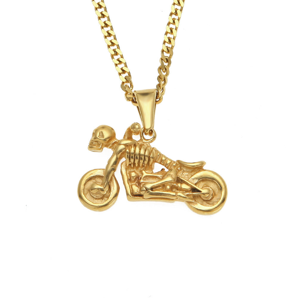 Men's motorcycle pendant stainless steel necklace