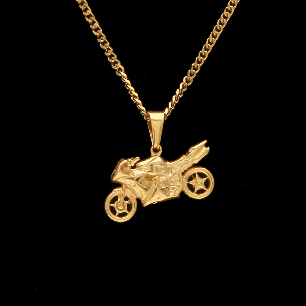 Men's motorcycle pendant stainless steel necklace