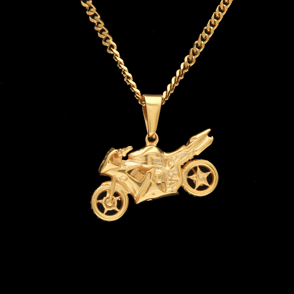 Men's motorcycle pendant stainless steel necklace