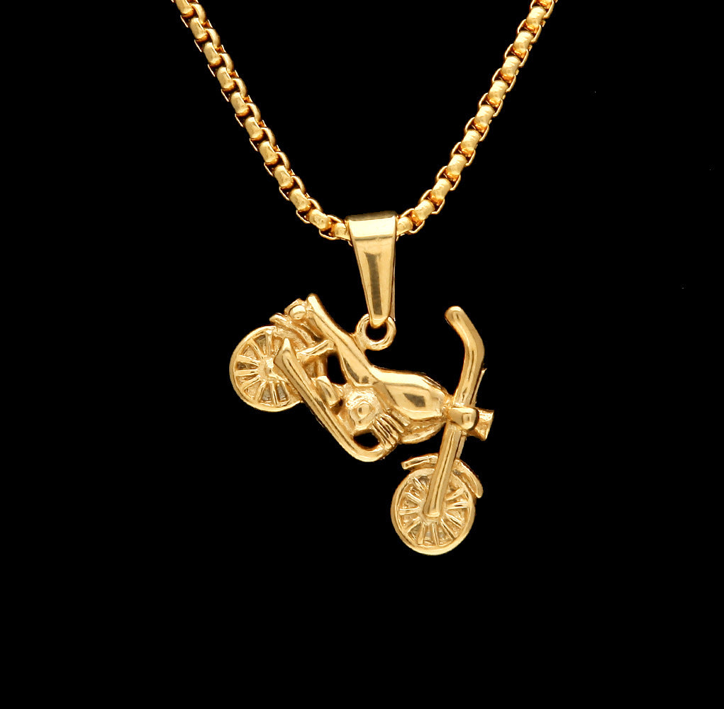 Men's motorcycle pendant stainless steel necklace
