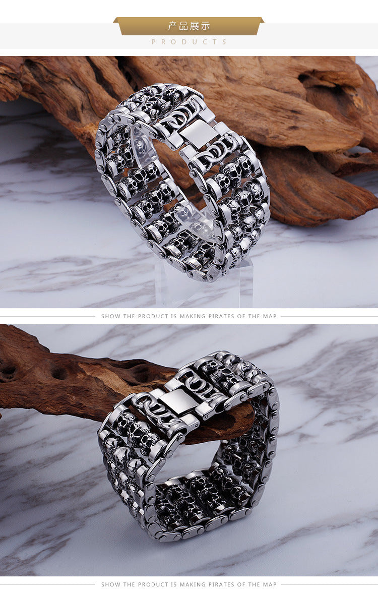 Punk Skull Personalized Titanium Steel Men's Bracelet
