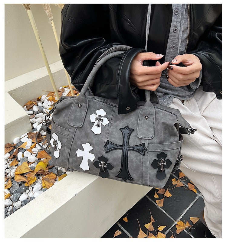 Chrome Hearts Black and White Patchwork Travel Bag