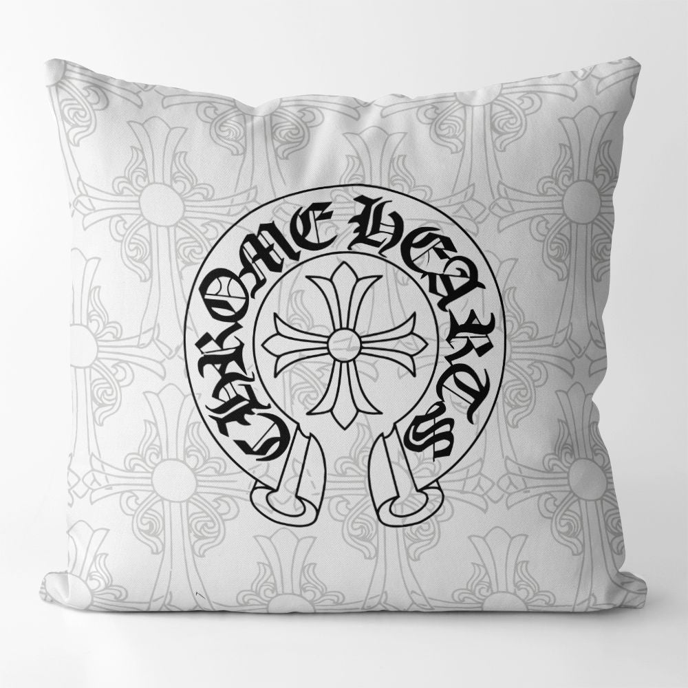 Chrome Hearts-Inspired Black & White Cushion