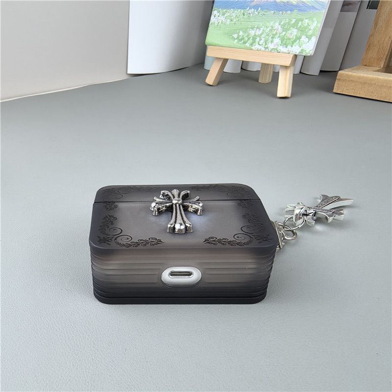 Chrome Hearts Gray Pattern Cross Earphone Protective Case