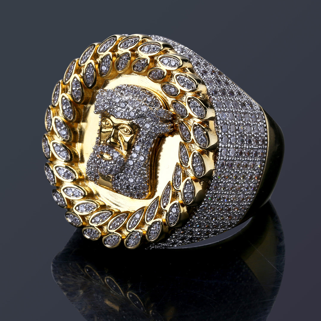 Micro-Pave, Full-Zircon Jesus Ring