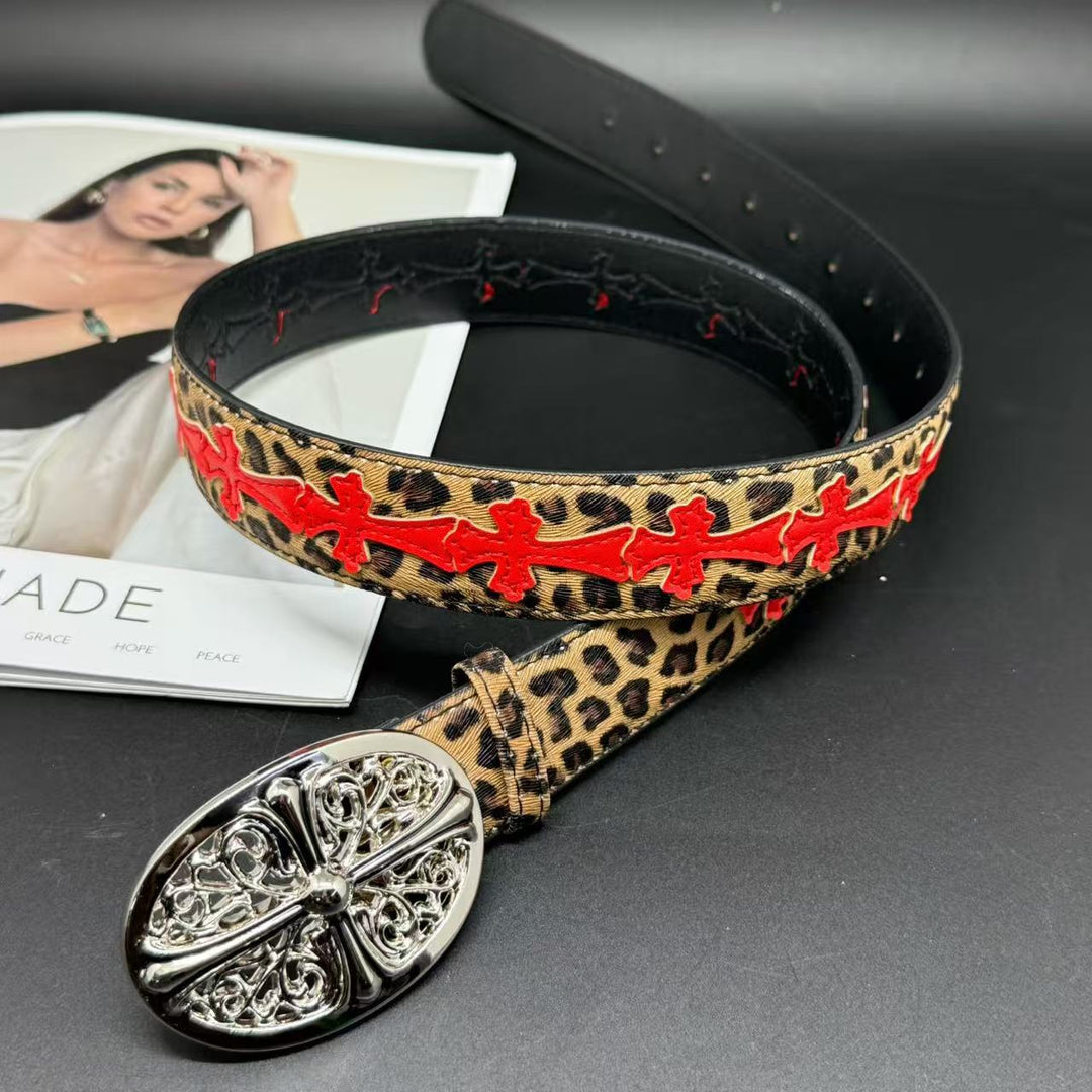 Chrome Hearts Cross-Motif Classic Leather Belt