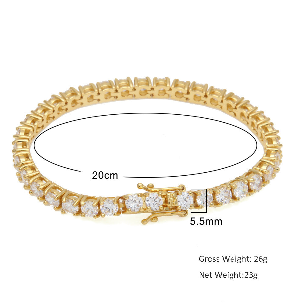 3mm4mm Tennis Chain Diamond Hip Hop One Row Bracelet