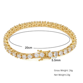 3mm4mm Tennis Chain Diamond Hip Hop One Row Bracelet