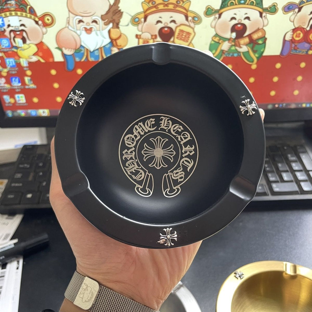 Chrome Hearts-Style Cross Stainless Steel Ashtray