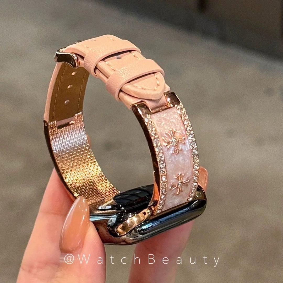 Chrome Hearts Metal, Diamond-Set Leather Apple Watch Band