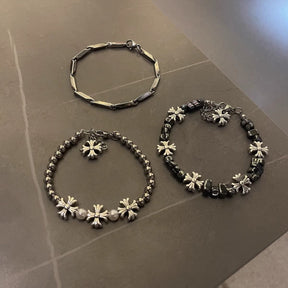 chrome hearts cross flower bracelet