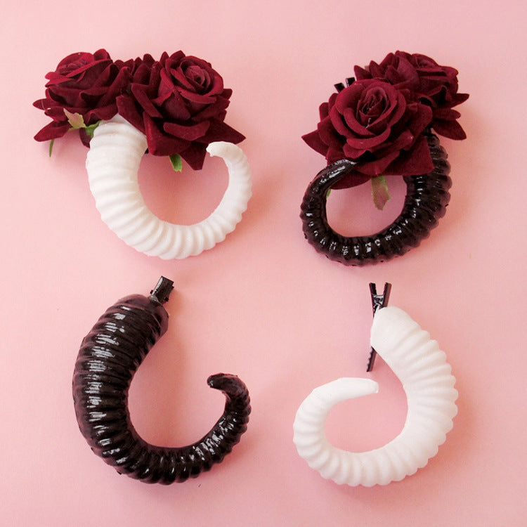 Rose devil horn hairpin