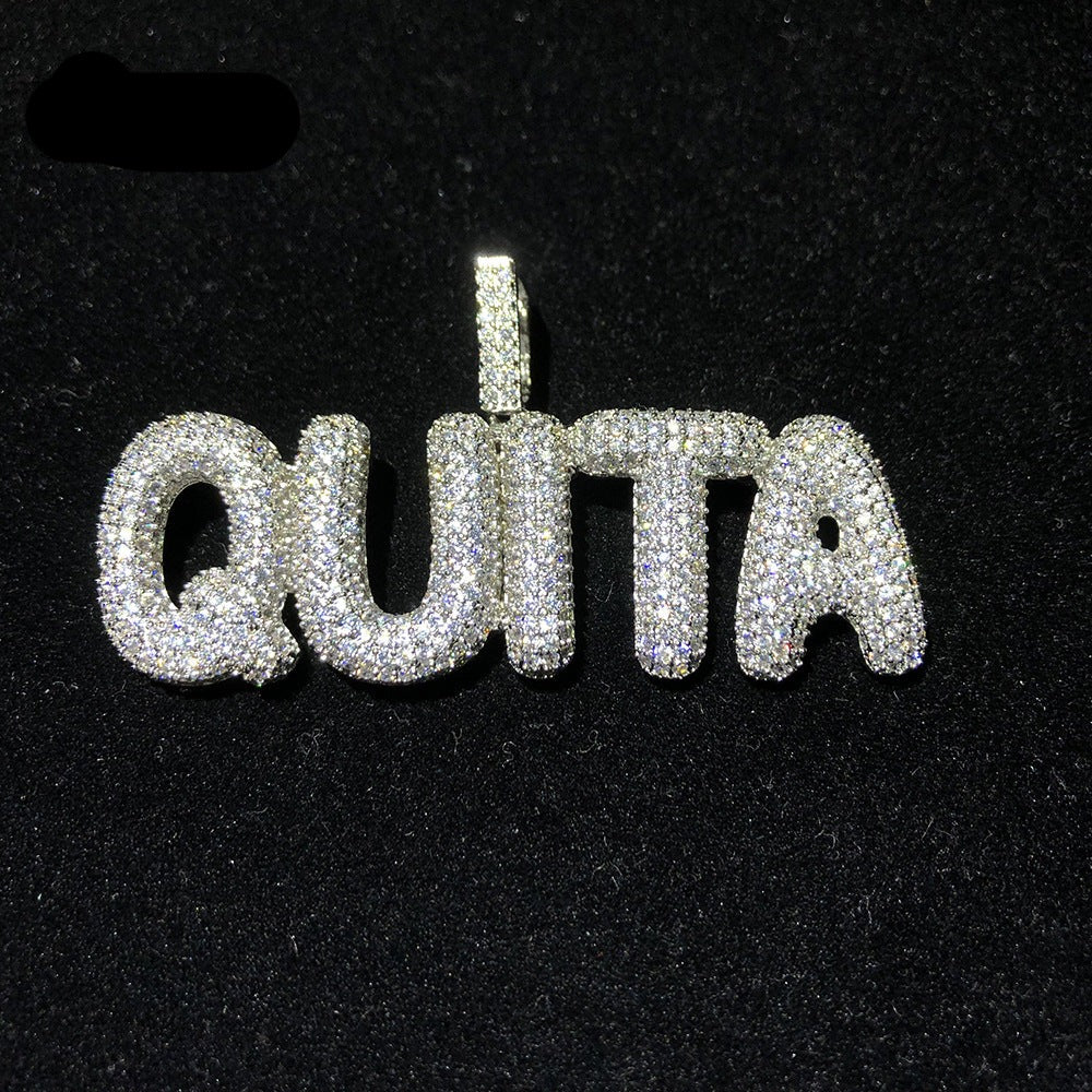 bubble letter name necklace custom diamond pendant