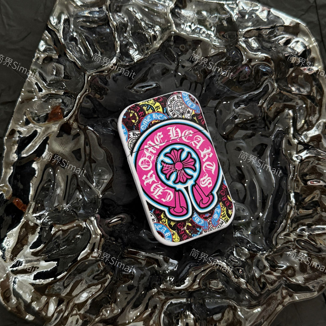 Chrome Hearts Windproof Lighter with Colorful Graffiti Art