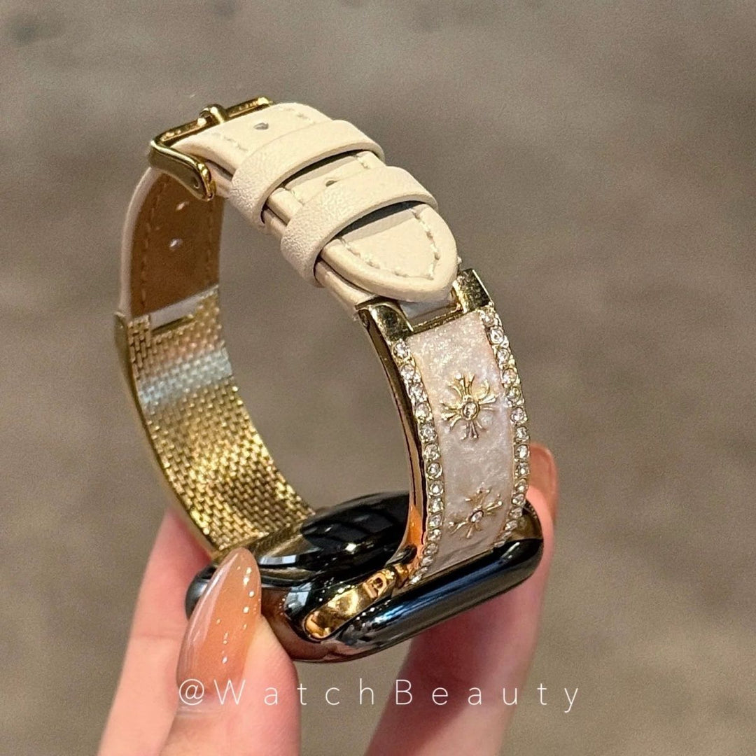 Chrome Hearts Metal, Diamond-Set Leather Apple Watch Band