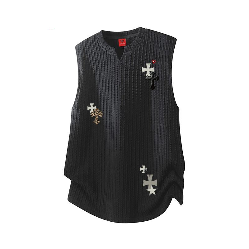 Chrome Hearts Cross & Heart Print Sleeveless Vest