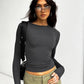 Autumn Winter Y2k Crop Women Long Sleeve T Shirt O Neck Slim Fit Pullovers