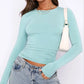 Autumn Winter Y2k Crop Women Long Sleeve T Shirt O Neck Slim Fit Pullovers