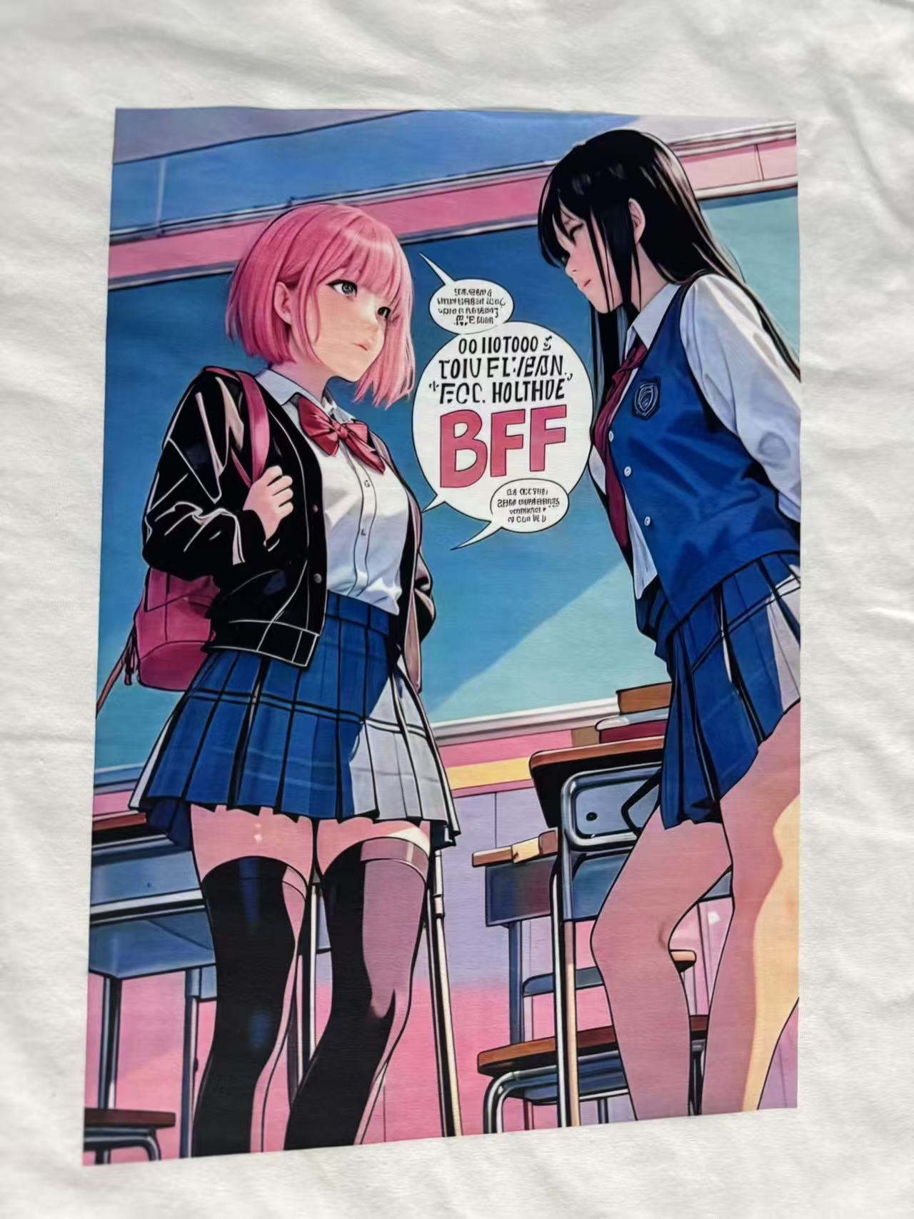 BFF white T-shirt with print on the back