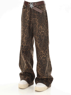 Baggy Leopard Print Y2k Jeans Women