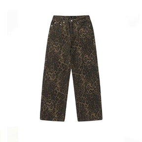 Baggy Leopard Print Y2k Jeans Women