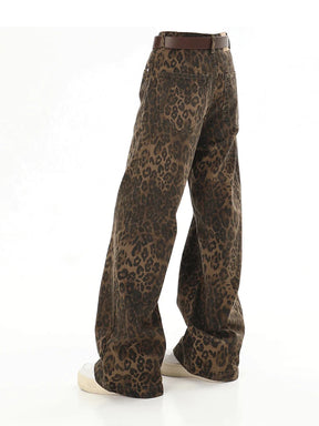 Baggy Leopard Print Y2k Jeans Women