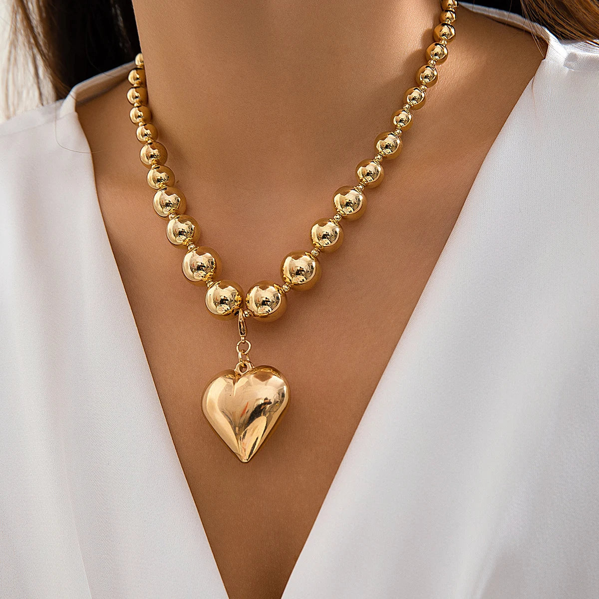 ball chain necklace Heart Pendant Choker Collar