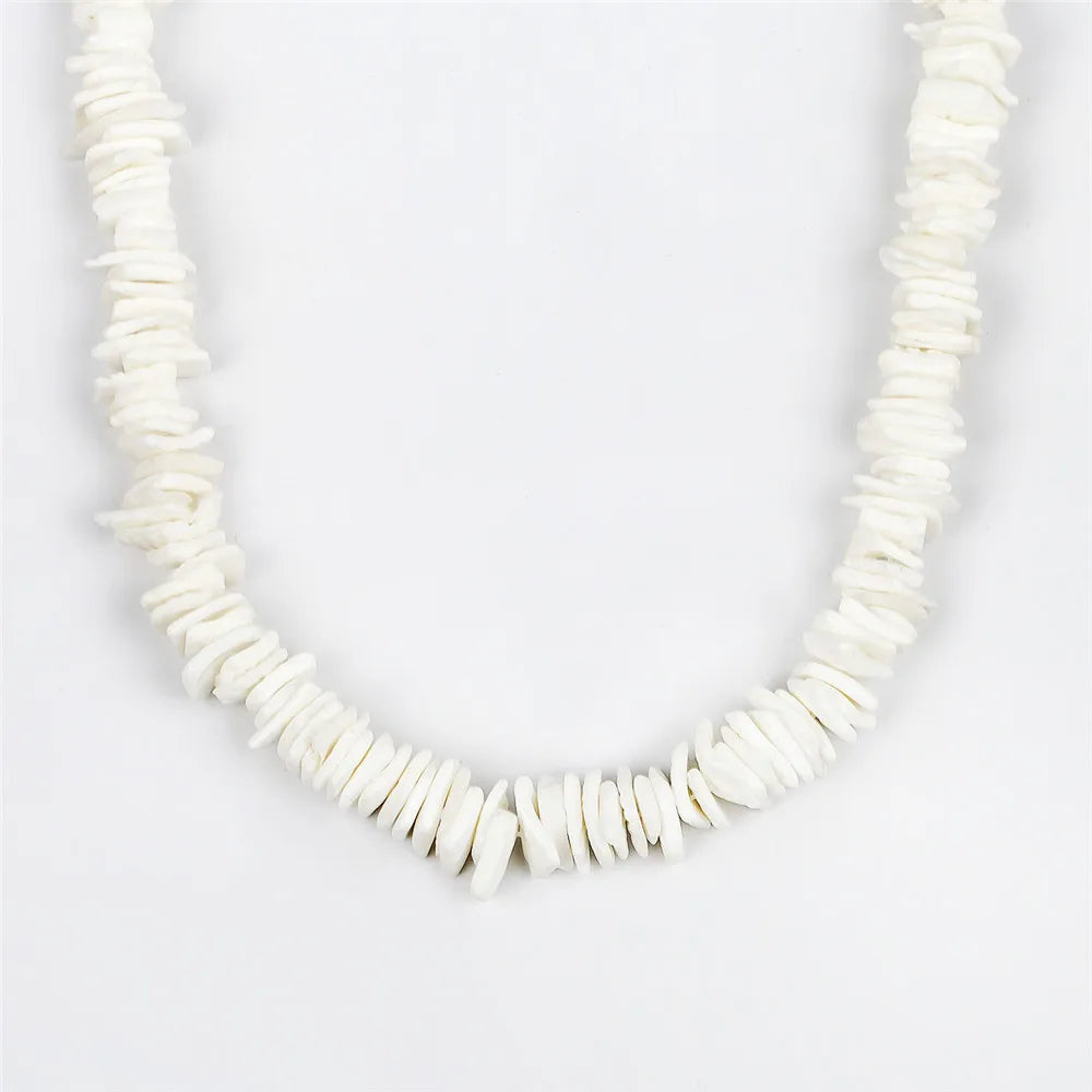 Bohemian Hawaii Puka White Clam Chips Shell Necklace