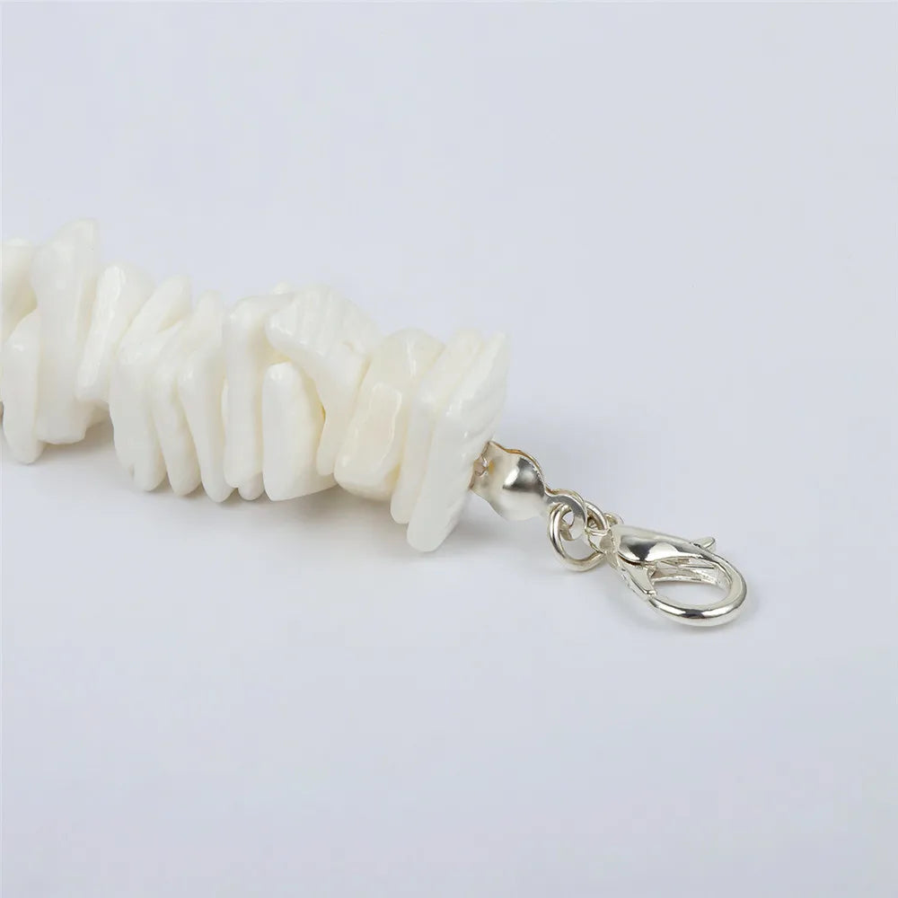 Bohemian Hawaii Puka White Clam Chips Shell Necklace