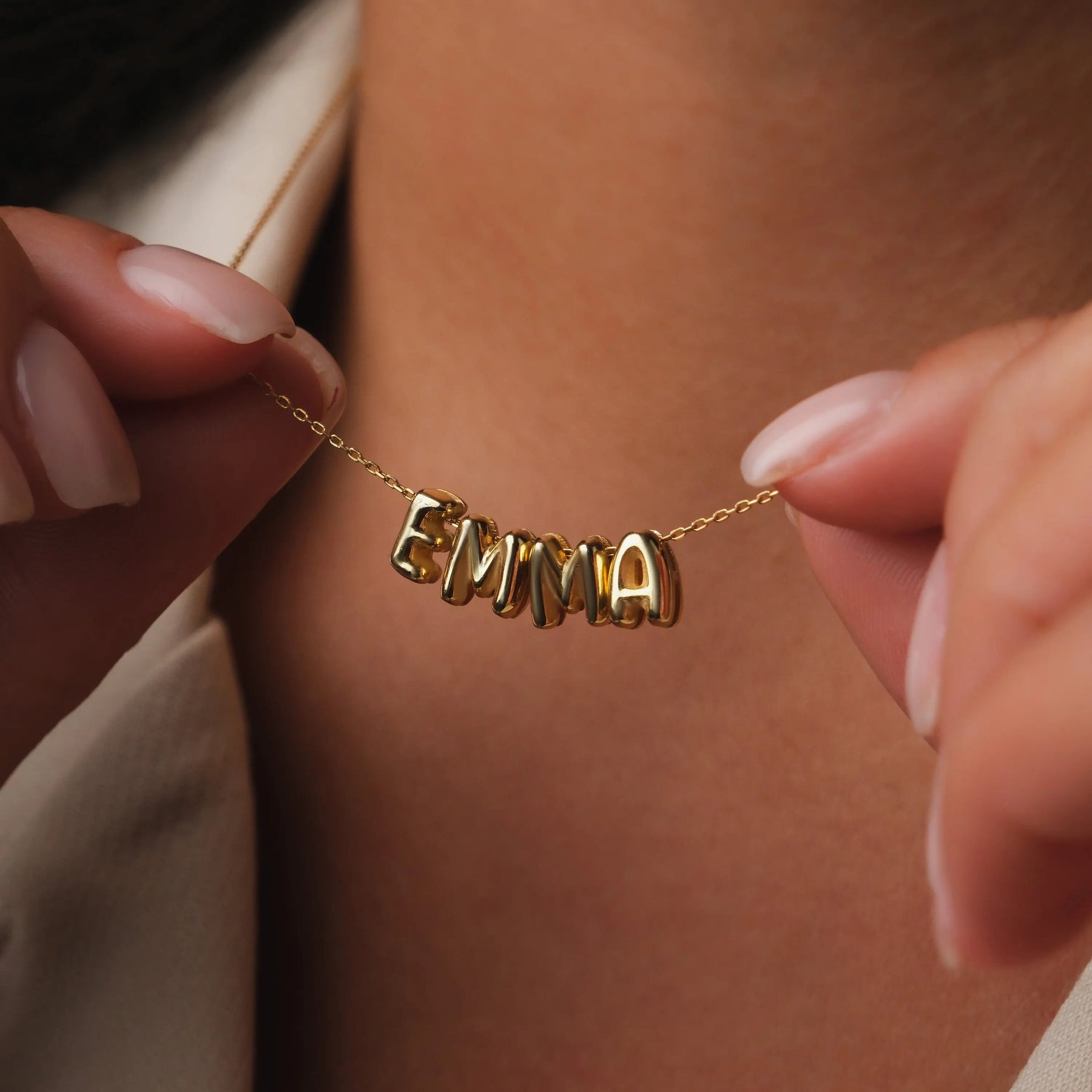 bubble name necklace