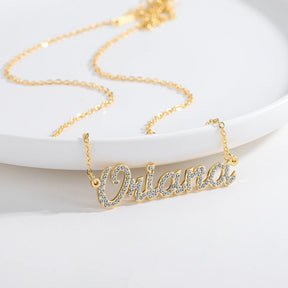 Custom Crystal Name Necklace For Women Iced Out Letter Diamond Nameplate