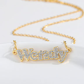 Custom Crystal Name Necklace For Women Iced Out Letter Diamond Nameplate